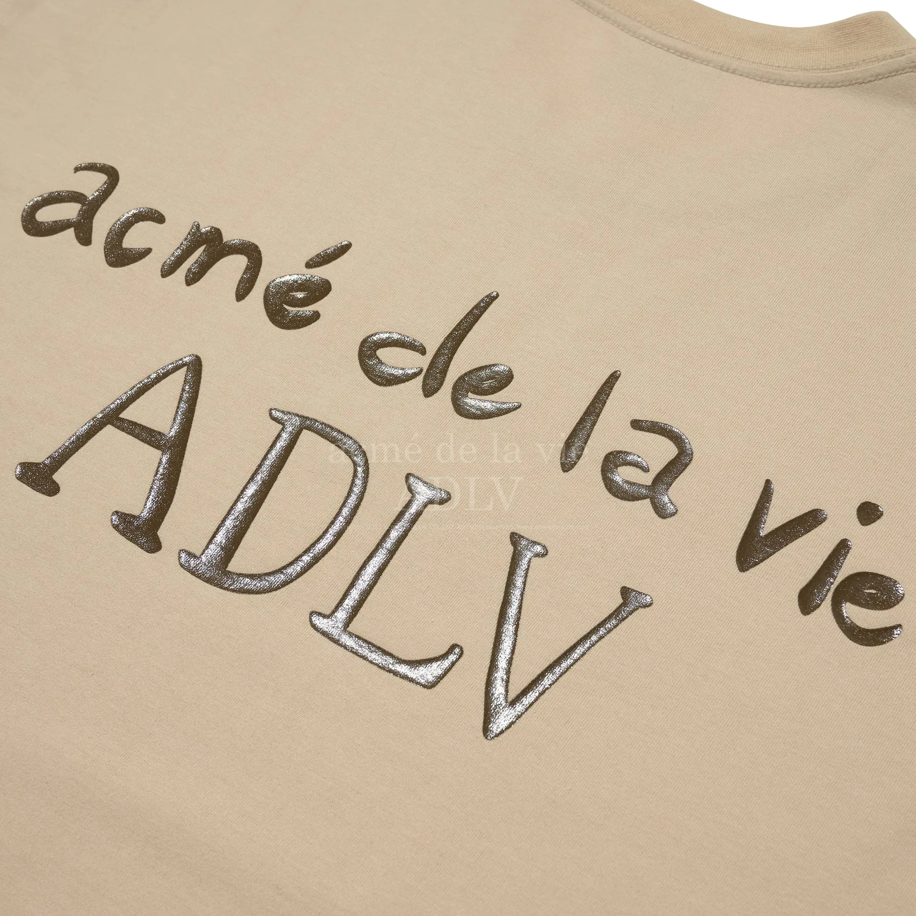 acmé de la vie (ADLV) Glossy Basic Logo Short Sleeve T-Shirt Beige