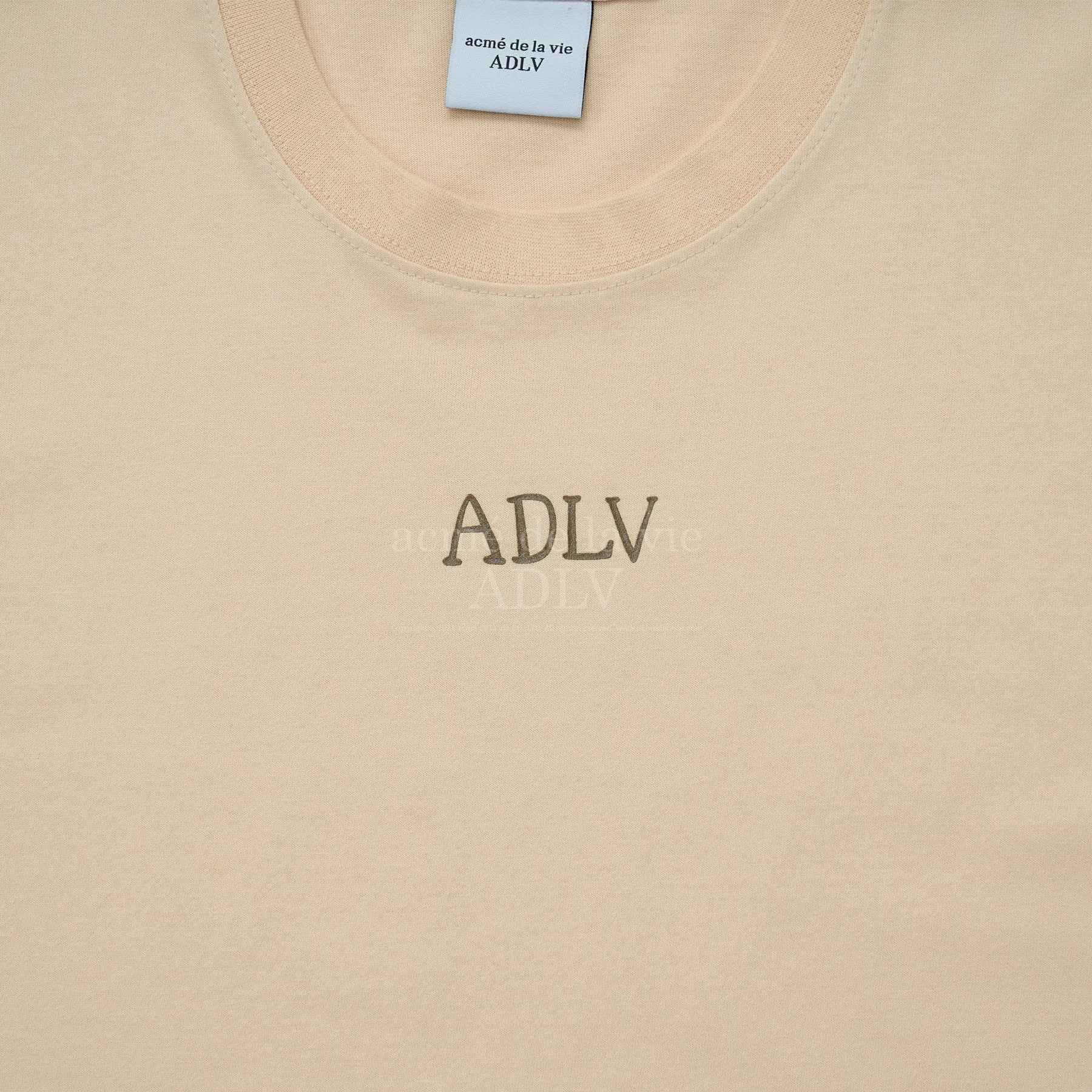 acmé de la vie (ADLV) Glossy Basic Logo Short Sleeve T-Shirt Beige