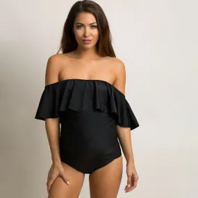 An off-the-shoulder flounce Bikinis Maternity Swimsuits