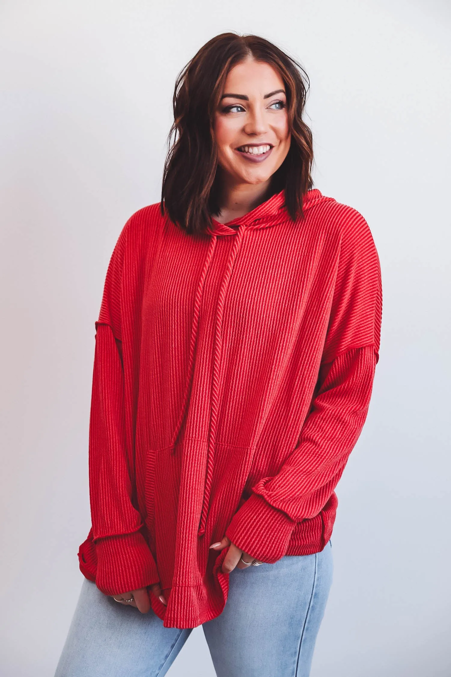 Annie Corded Hoodie-Red