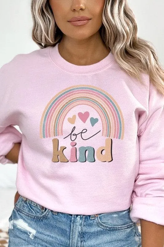 Be Kind Cute Rainbow Graphic Sweatshirt