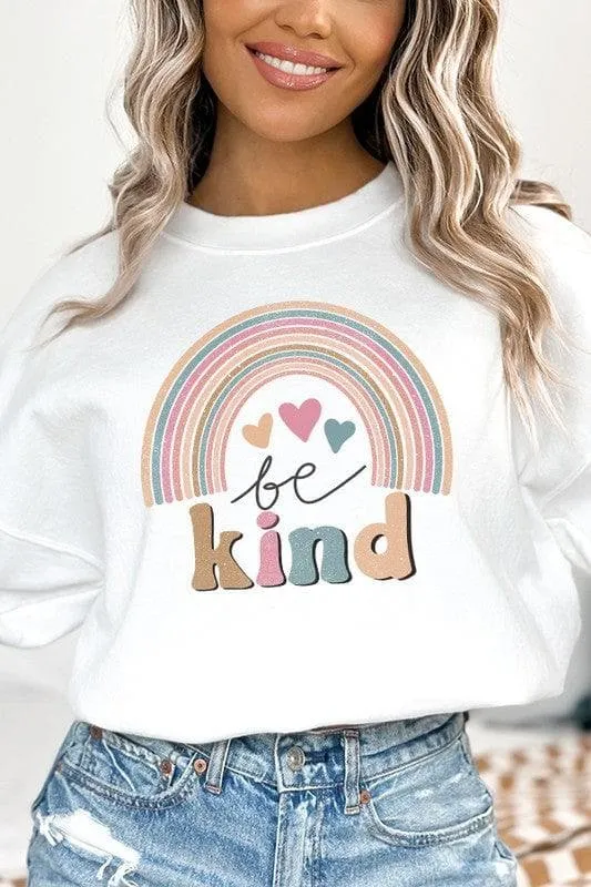 Be Kind Cute Rainbow Graphic Sweatshirt