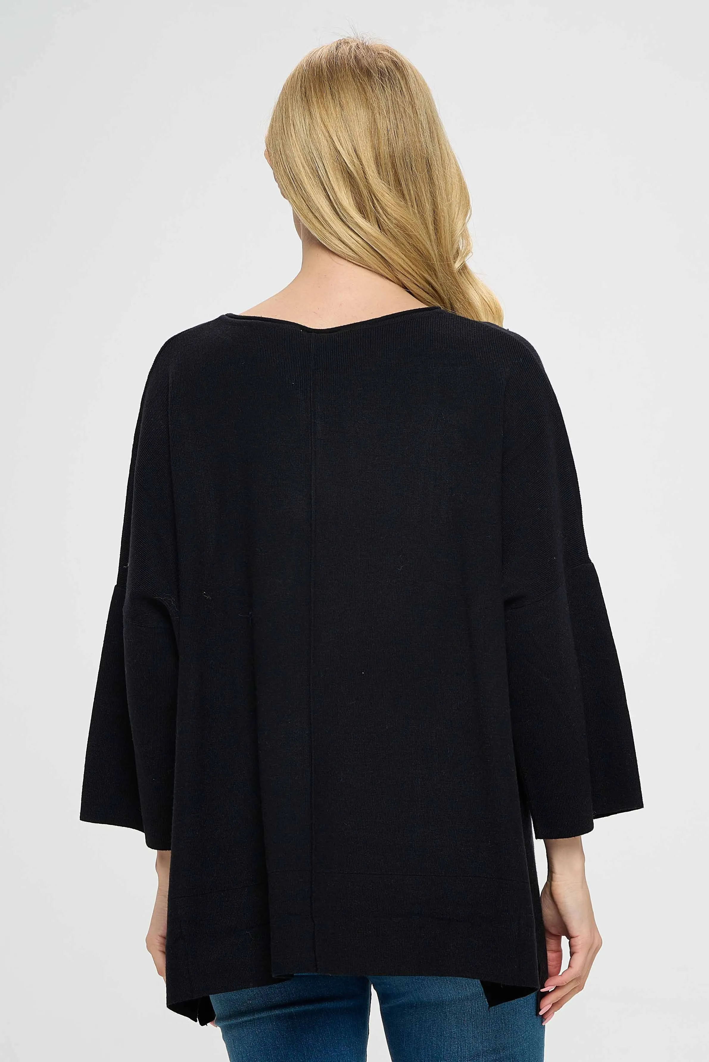 Black Side-Slits Sweater Top