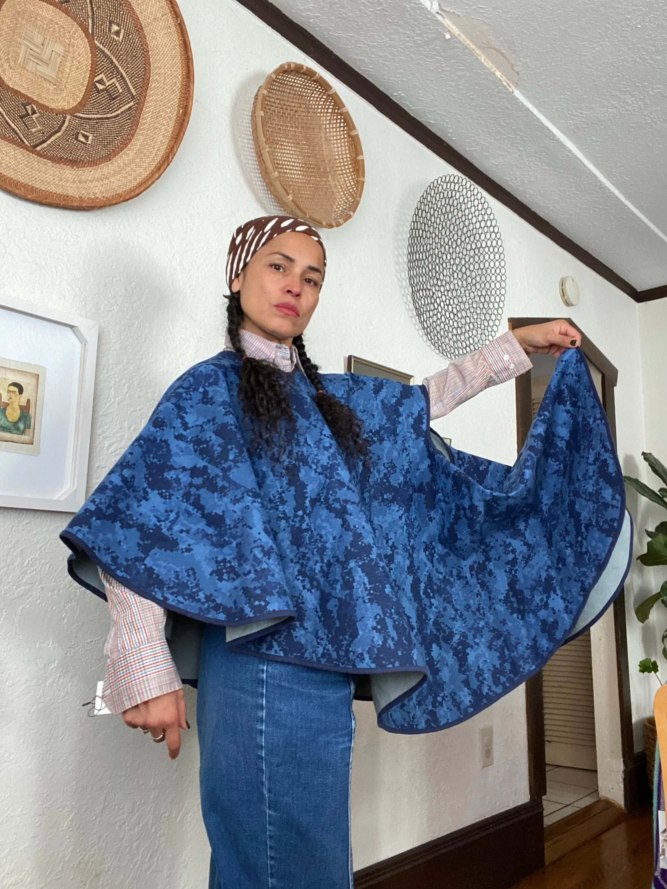 Blue Camo Avant-Garde Cape Jacket