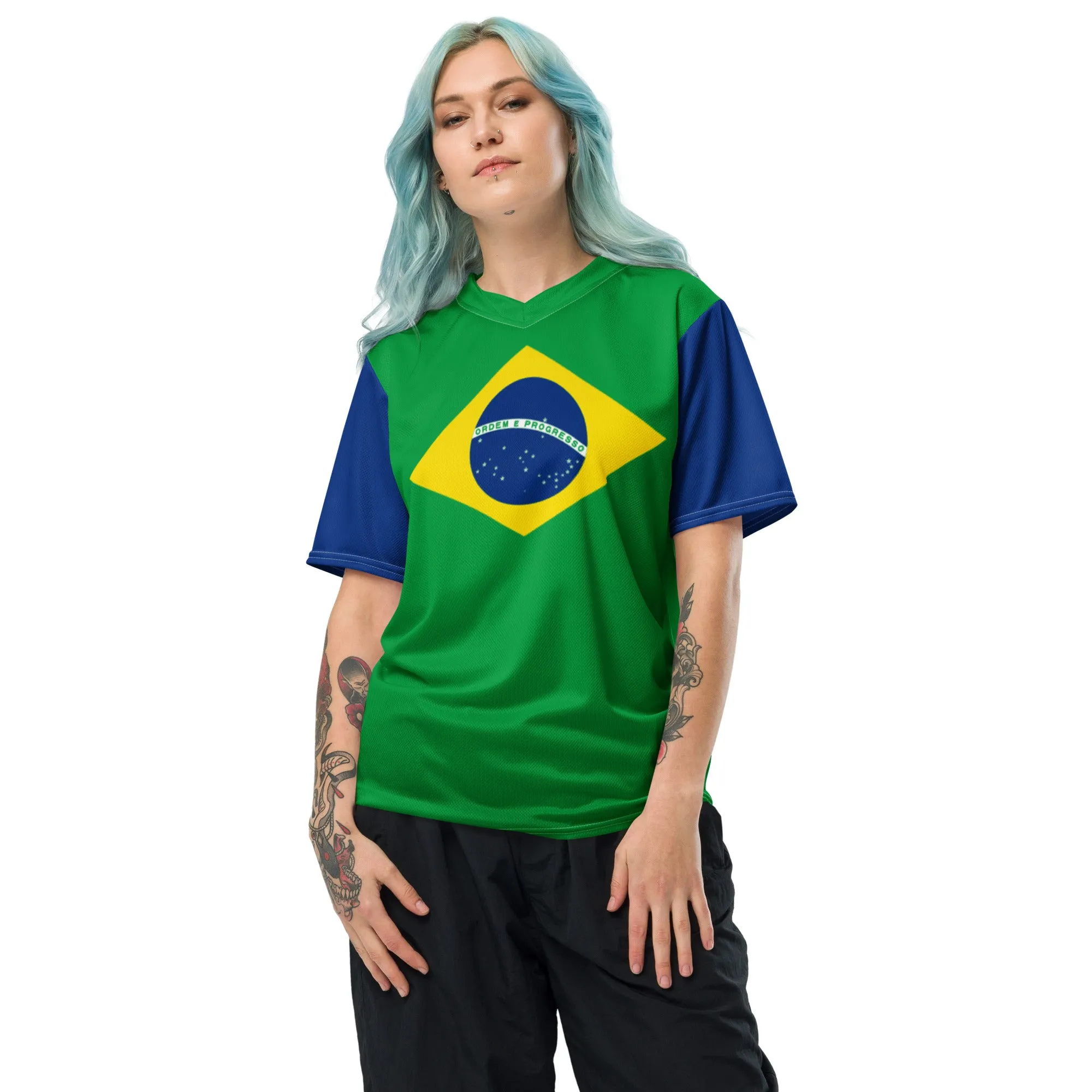 Brazil Flag Recycled Polyester Unisex Sports Jersey Sizes 2XS - 6XL