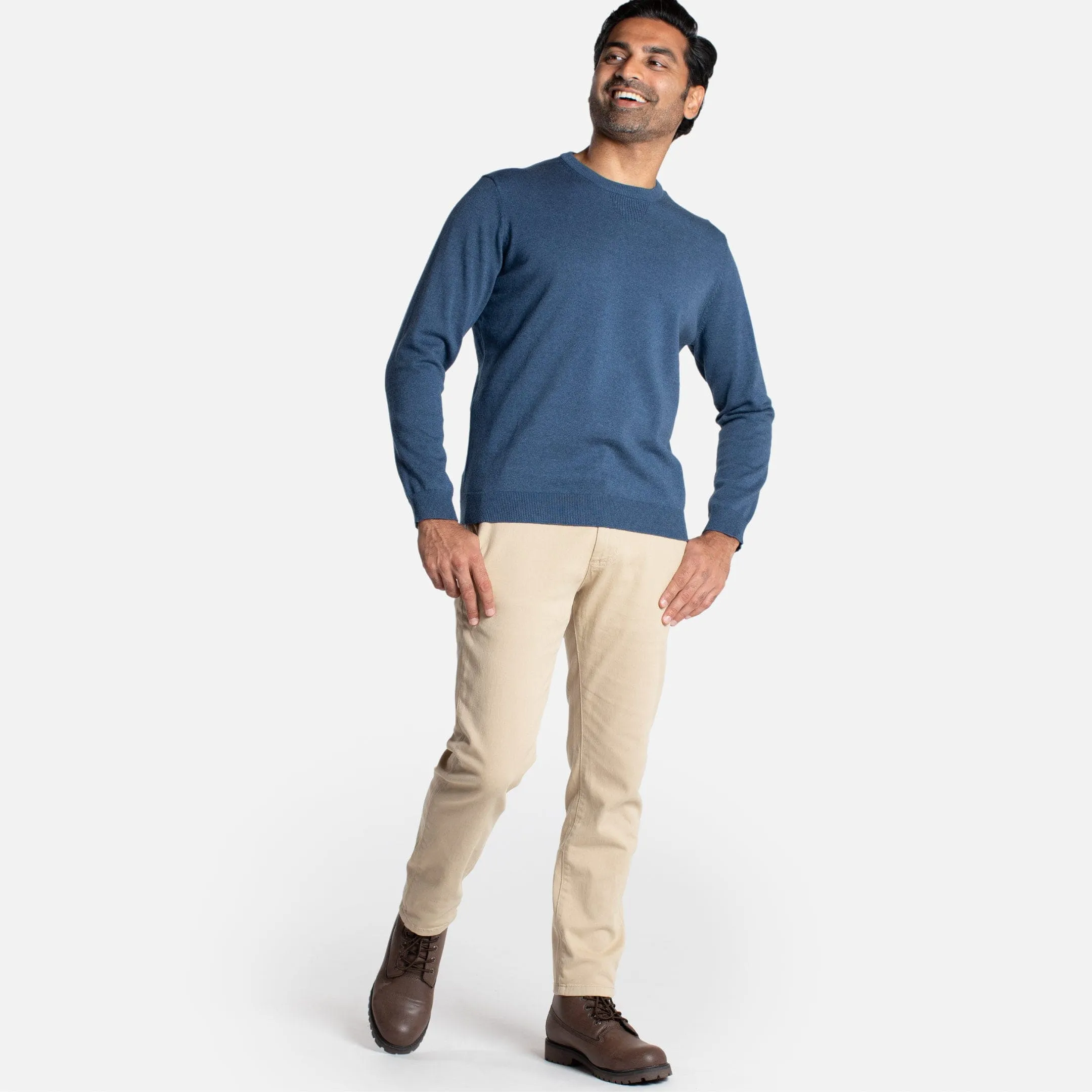 Bright Blue Cotton Crew Neck Sweater