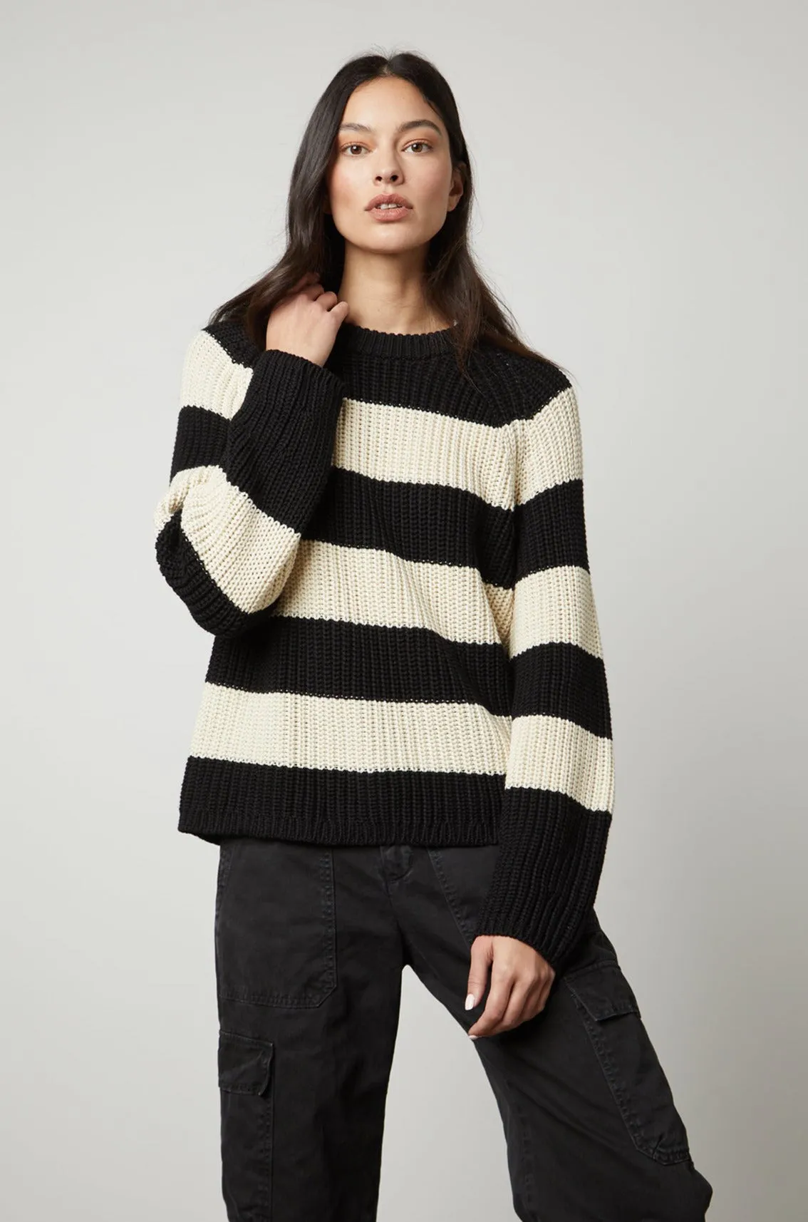 CIARA STRIPED CREW NECK SWEATER