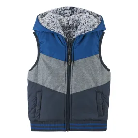 Colorblocked Reversible Hoodie Vest