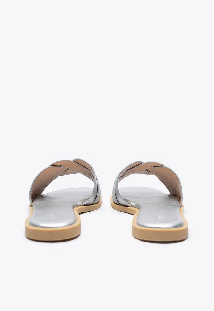 Contrast Inserted Vamp Slip On Sandals