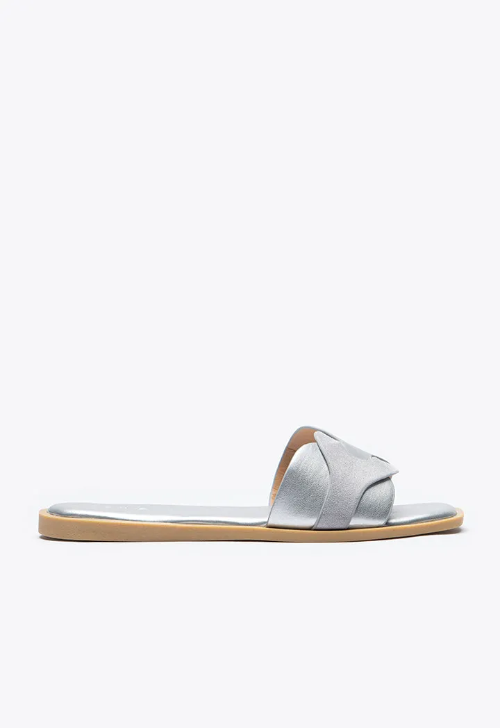 Contrast Inserted Vamp Slip On Sandals