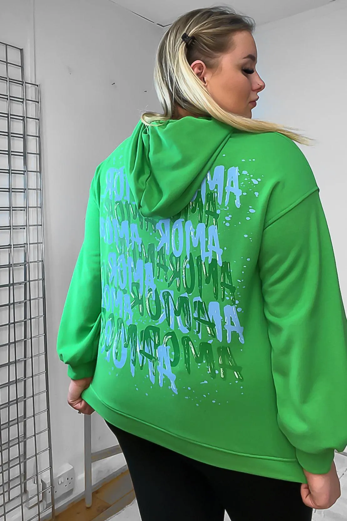 Cotton Blend Slogan Printed Back Hoodie