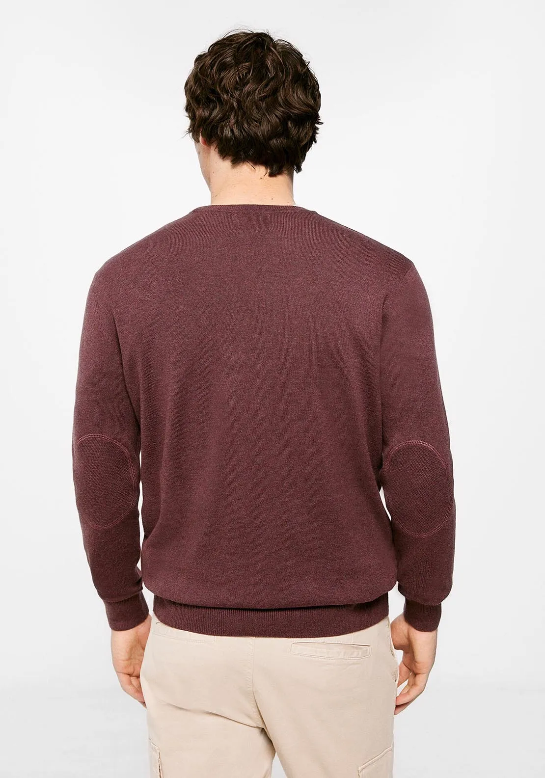 Essential jumper with elbow patches - Wine