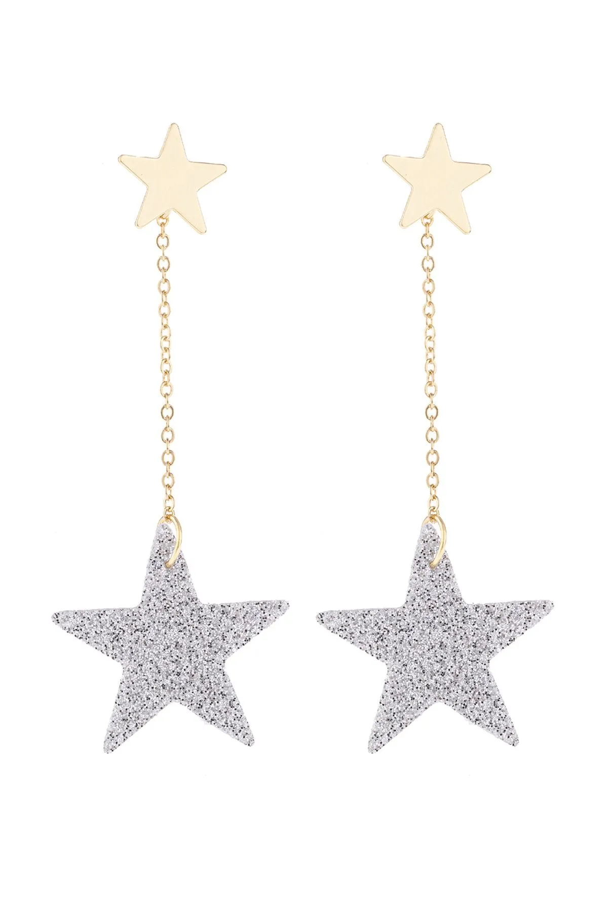 Hde3059 - Dangling Glitter Star Earrings