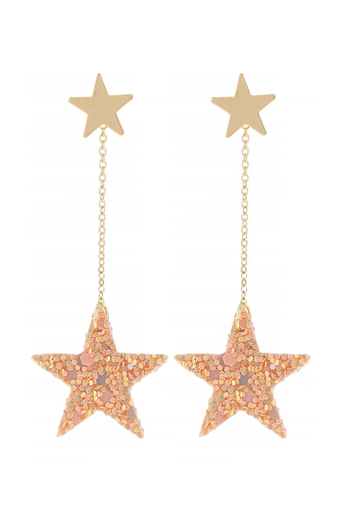 Hde3059 - Dangling Glitter Star Earrings