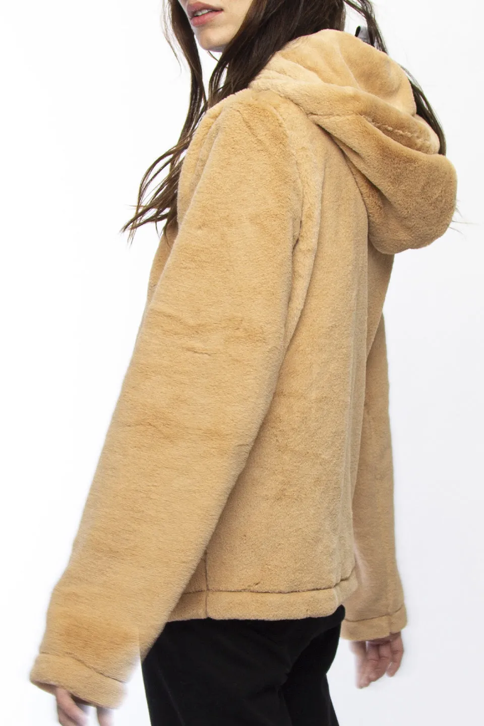 Okee Fluffy Hooded Camel Sweat