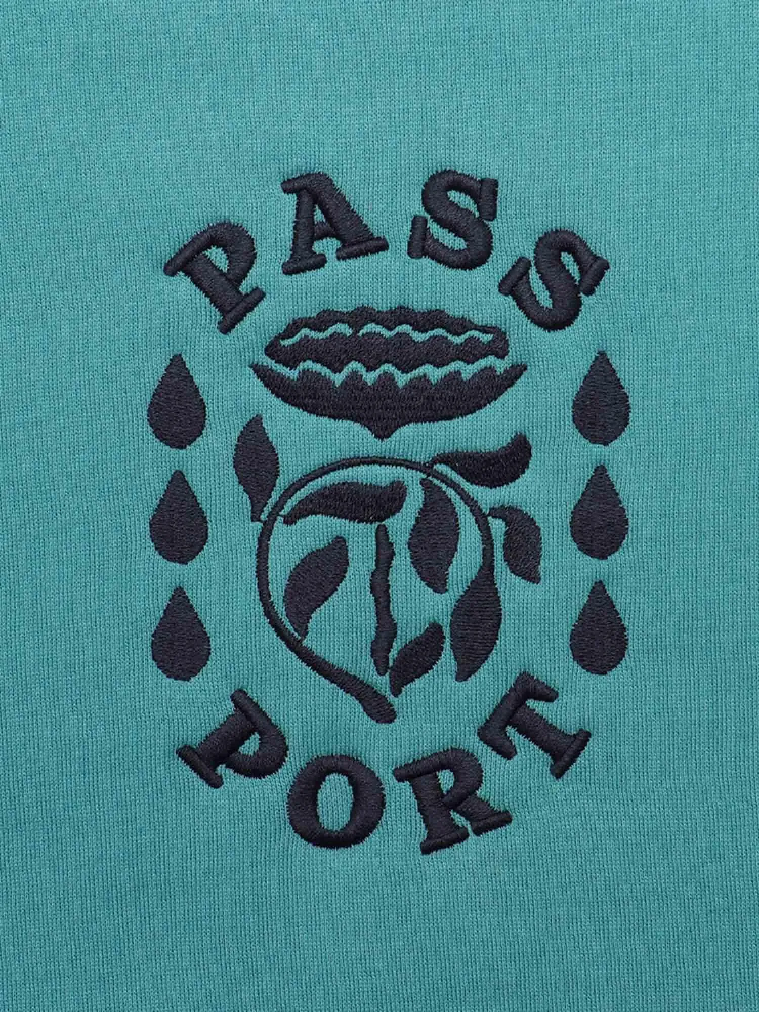 Pass-Port Fountain Embroidery Sweater - Washed Teal