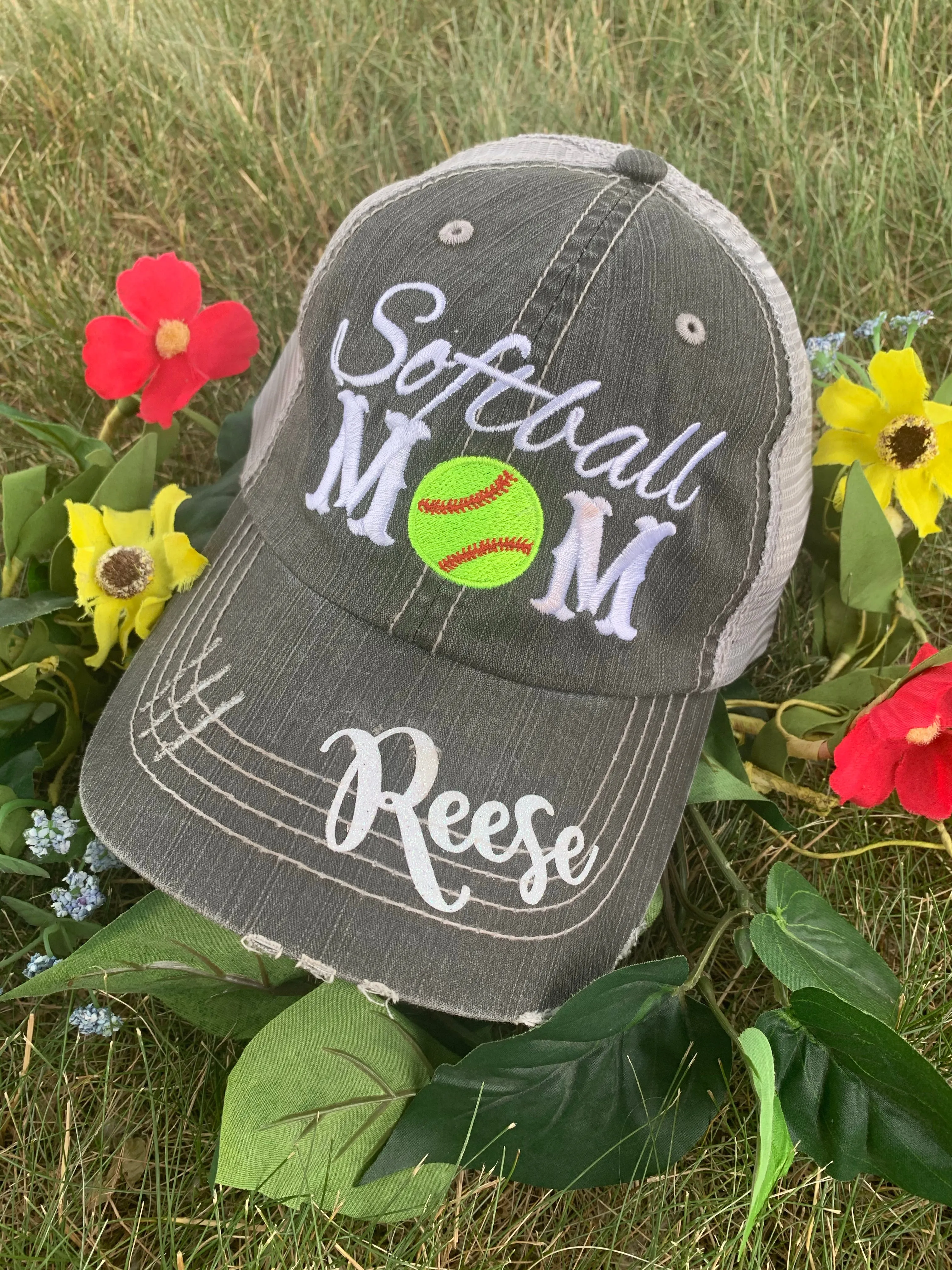 Personalized Mom hats Baseball mom Embroidered womens distressed trucker cap Sports