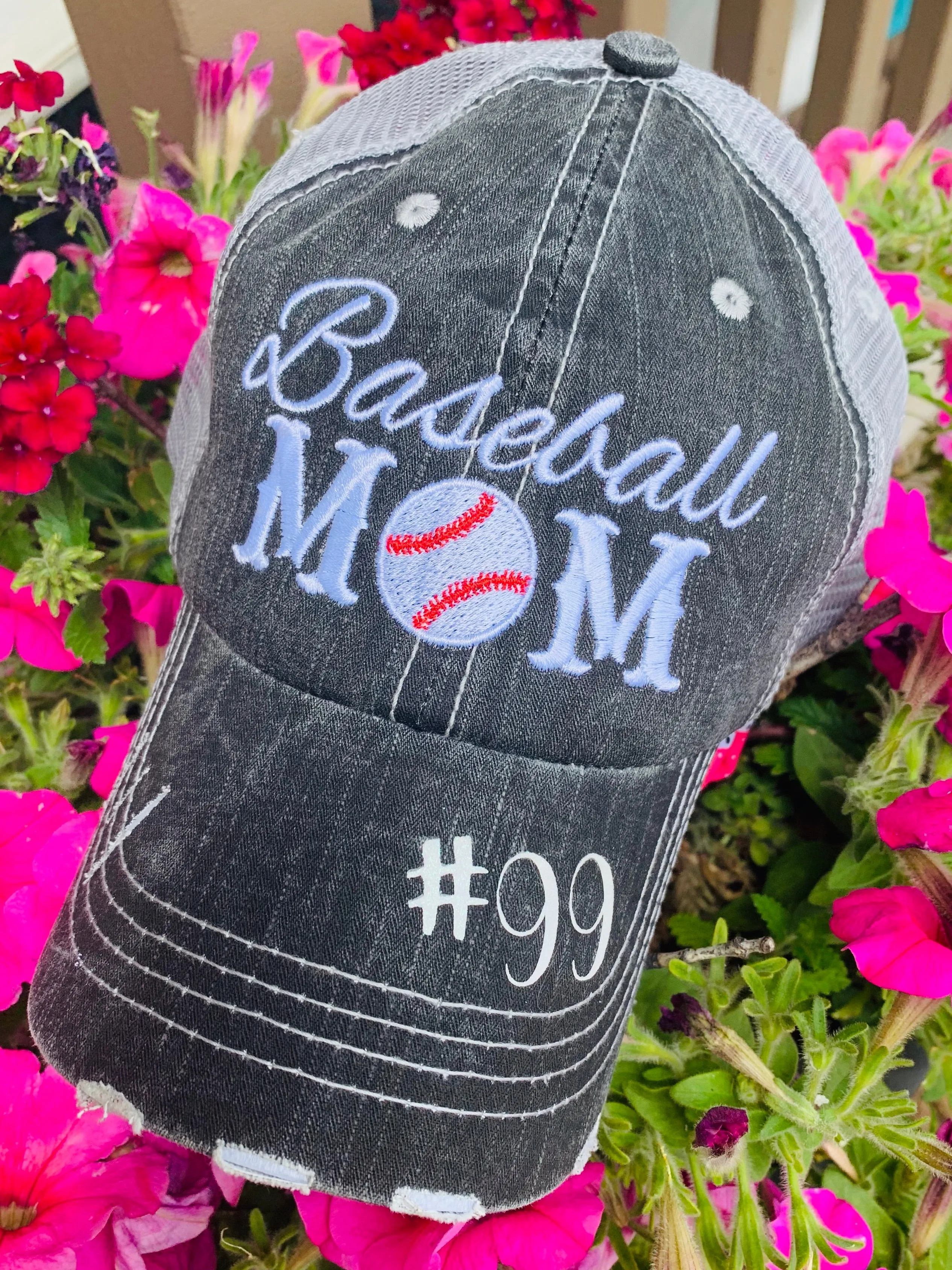 Personalized Mom hats Baseball mom Embroidered womens distressed trucker cap Sports