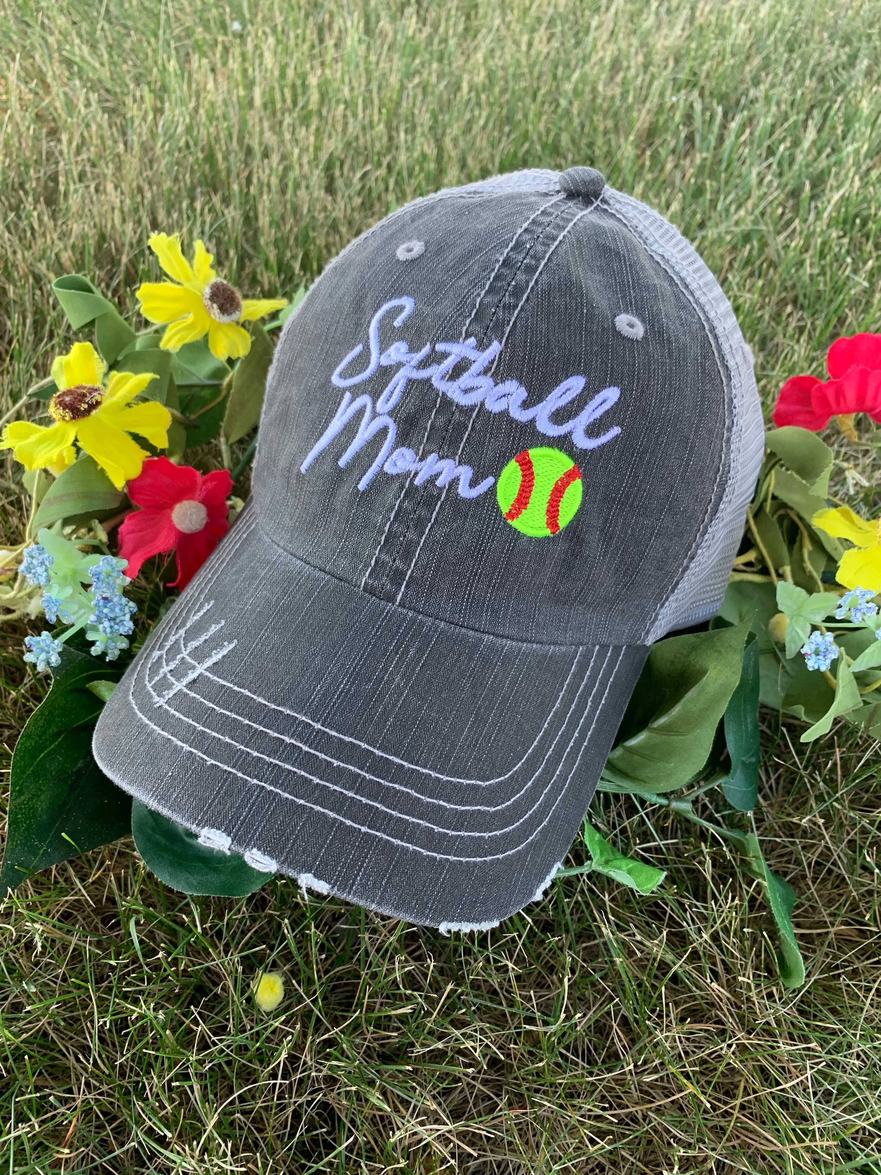 Personalized Mom hats Baseball mom Embroidered womens distressed trucker cap Sports