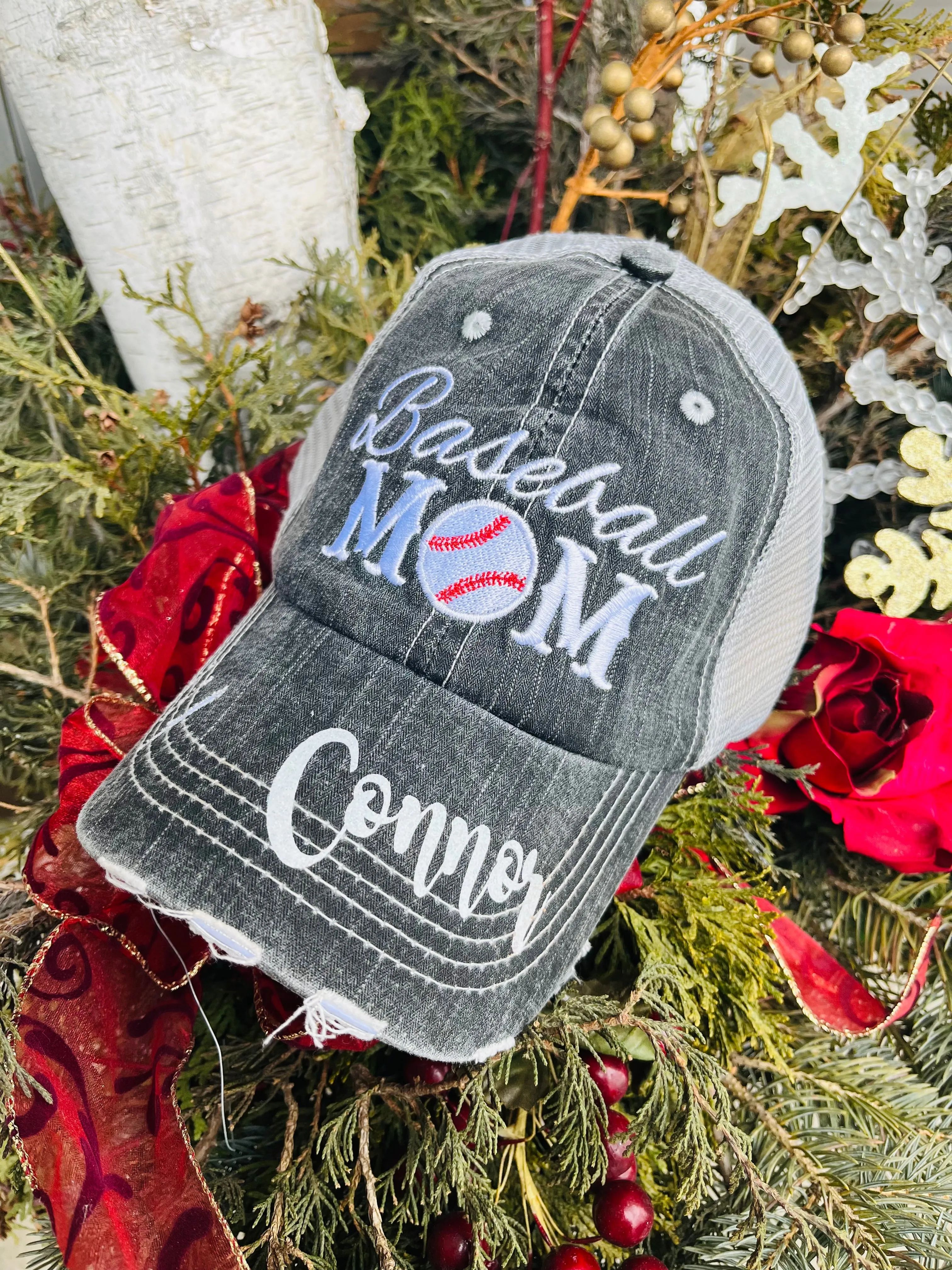 Personalized Mom hats Baseball mom Embroidered womens distressed trucker cap Sports