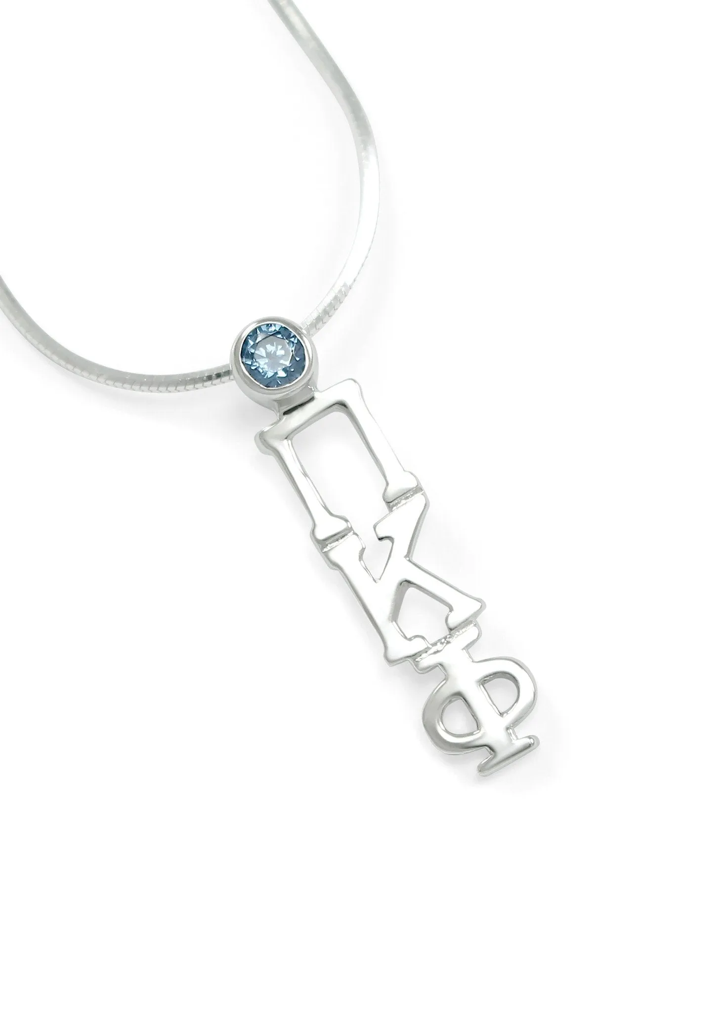 Pi Kappa Phi Sterling Silver Lavaliere with CZ Blue Crystal