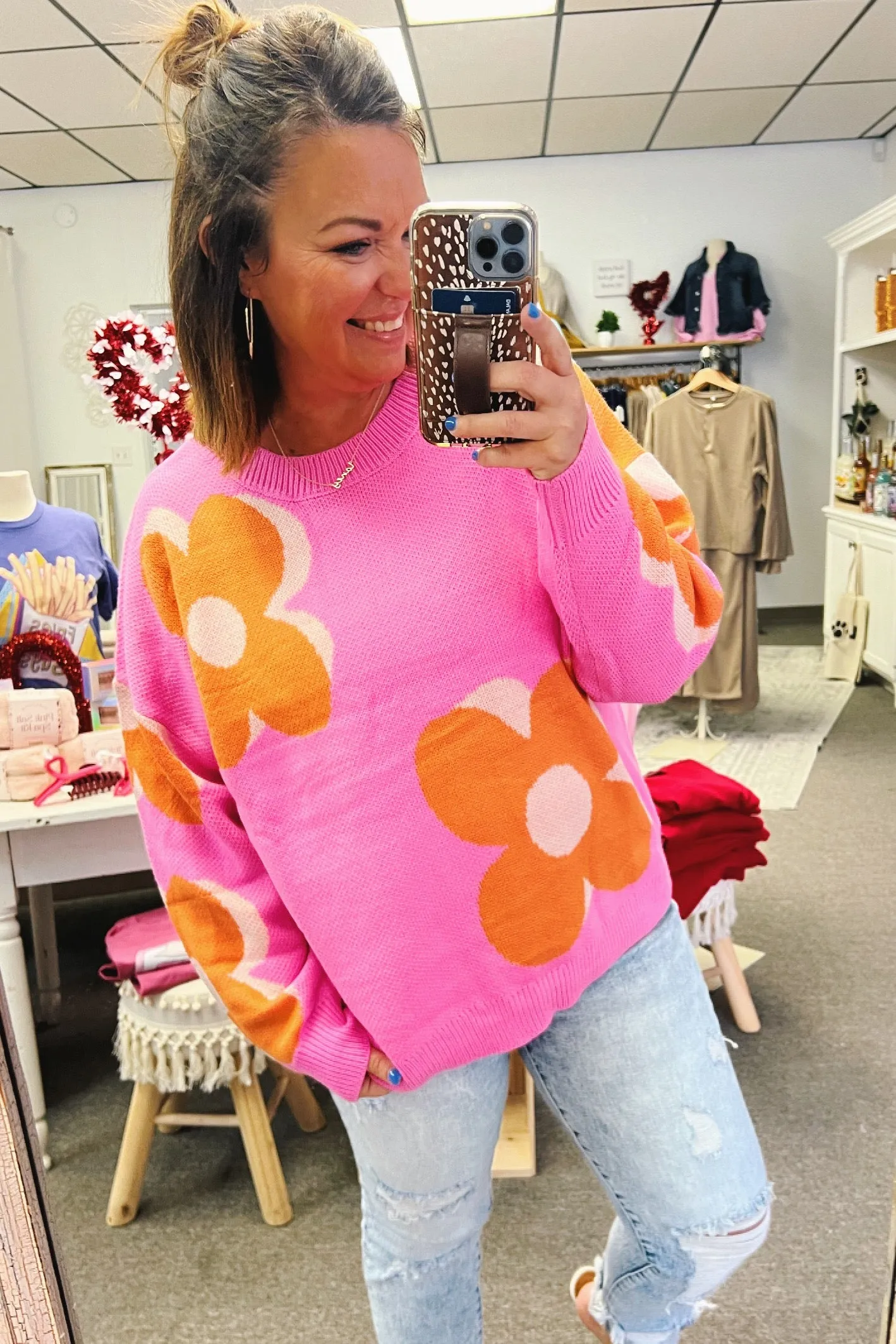 Quinn Bold Mod Floral Sweater