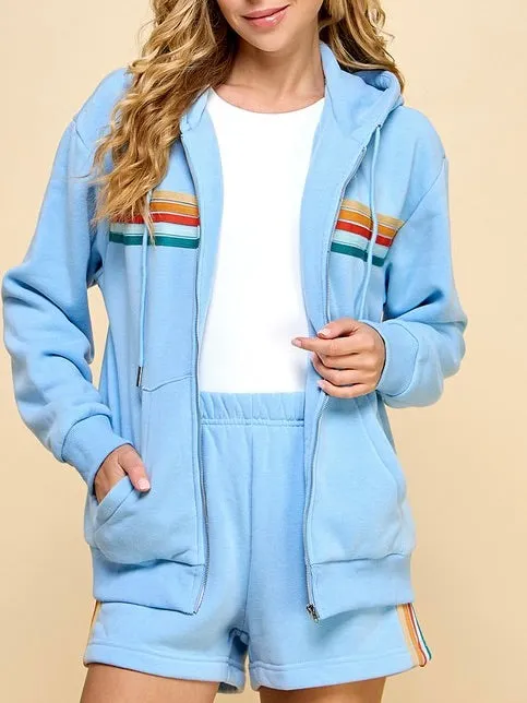 Rainbow Stripe Zip Up