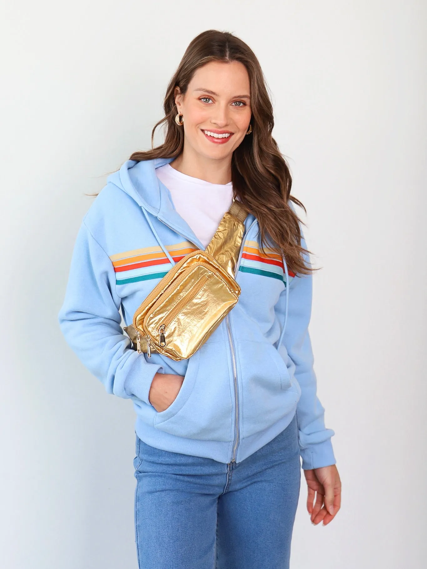 Rainbow Stripe Zip Up