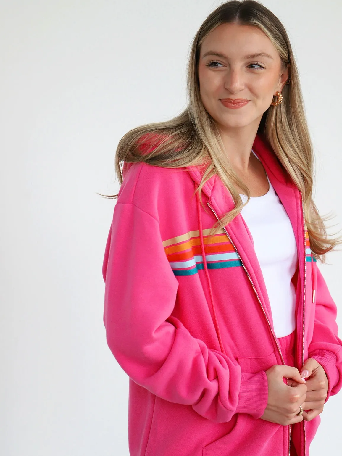 Rainbow Stripe Zip Up