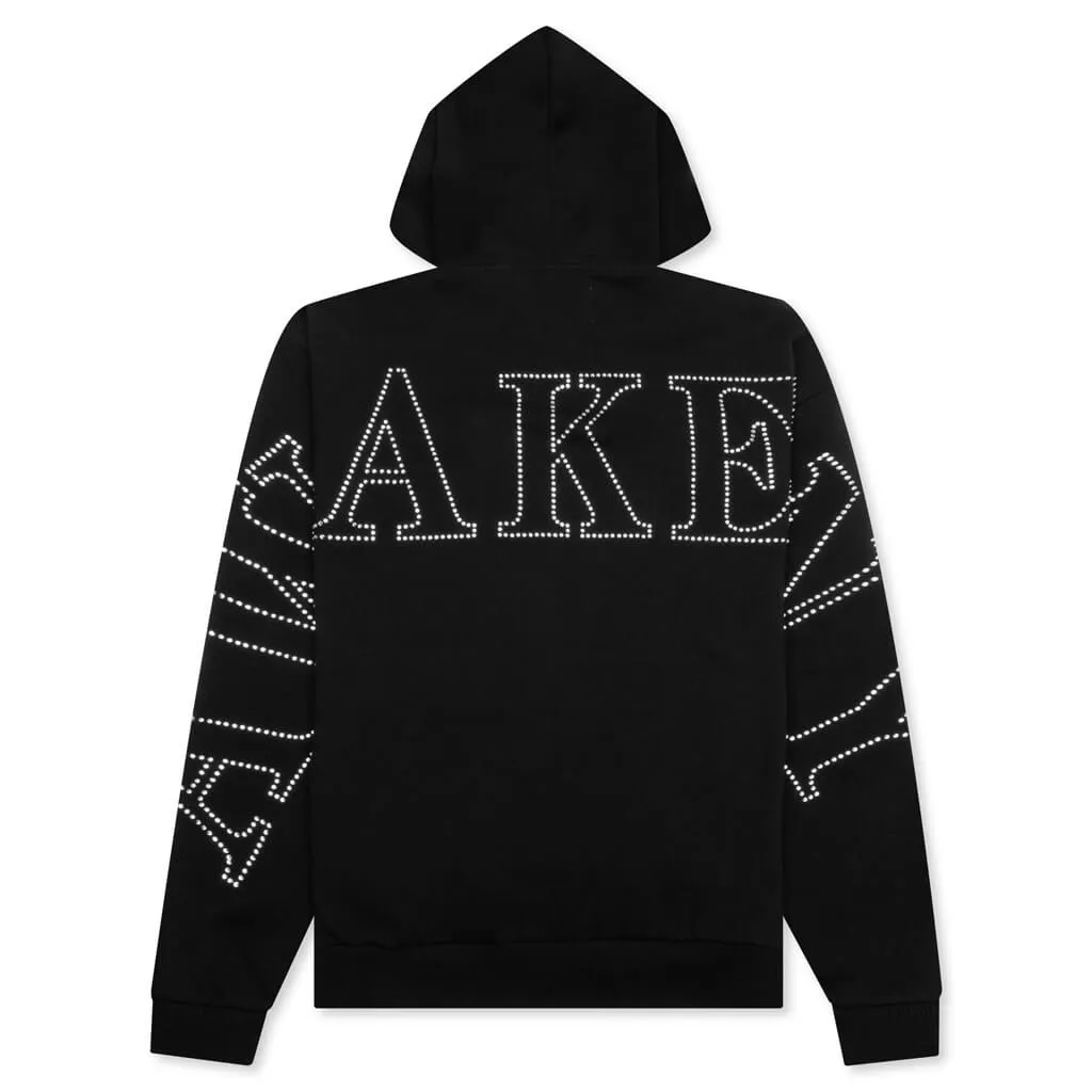 Rhinestone Zip Up - Washed Black