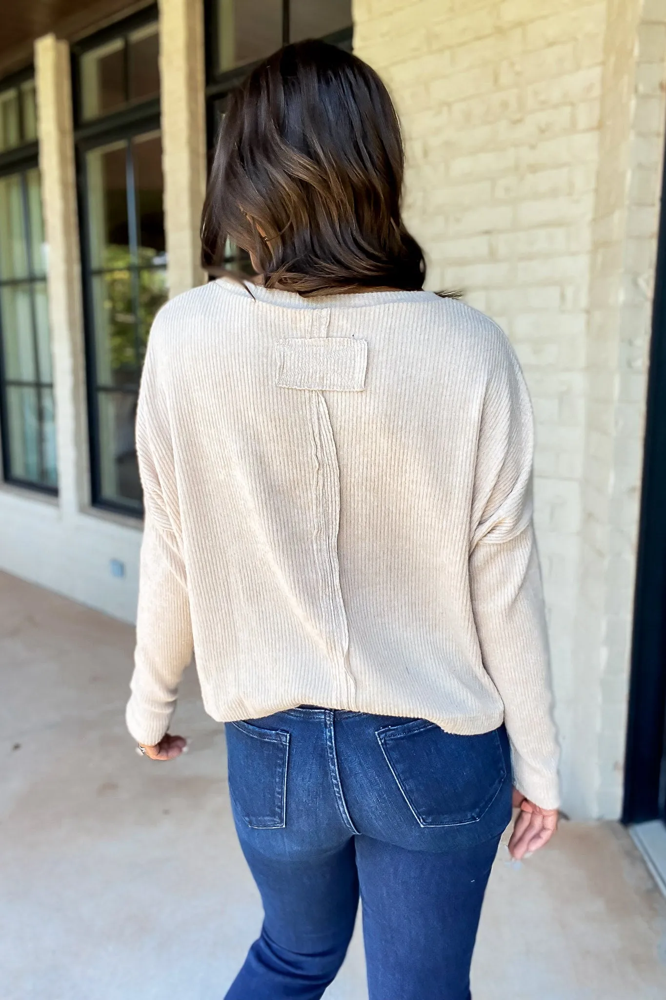 RIBBED DOLMAN LONG SLEEVE SWEATER