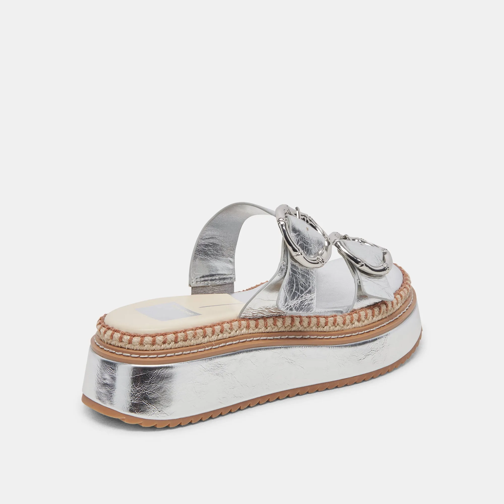 RYSHA SANDALS SILVER CRINKLE PATENT