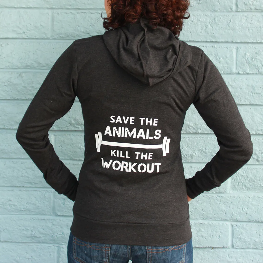 Save The Animals, Kill The Workout Unisex Lightweight Zip Hoodie