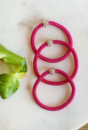 Show Stopper Bracelet Set in Fuchsia