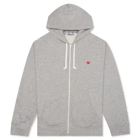 Small Red Heart Hoodie - Grey