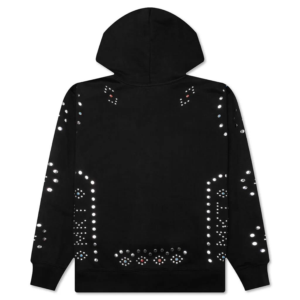 Studded Pullover Hoodie - Black