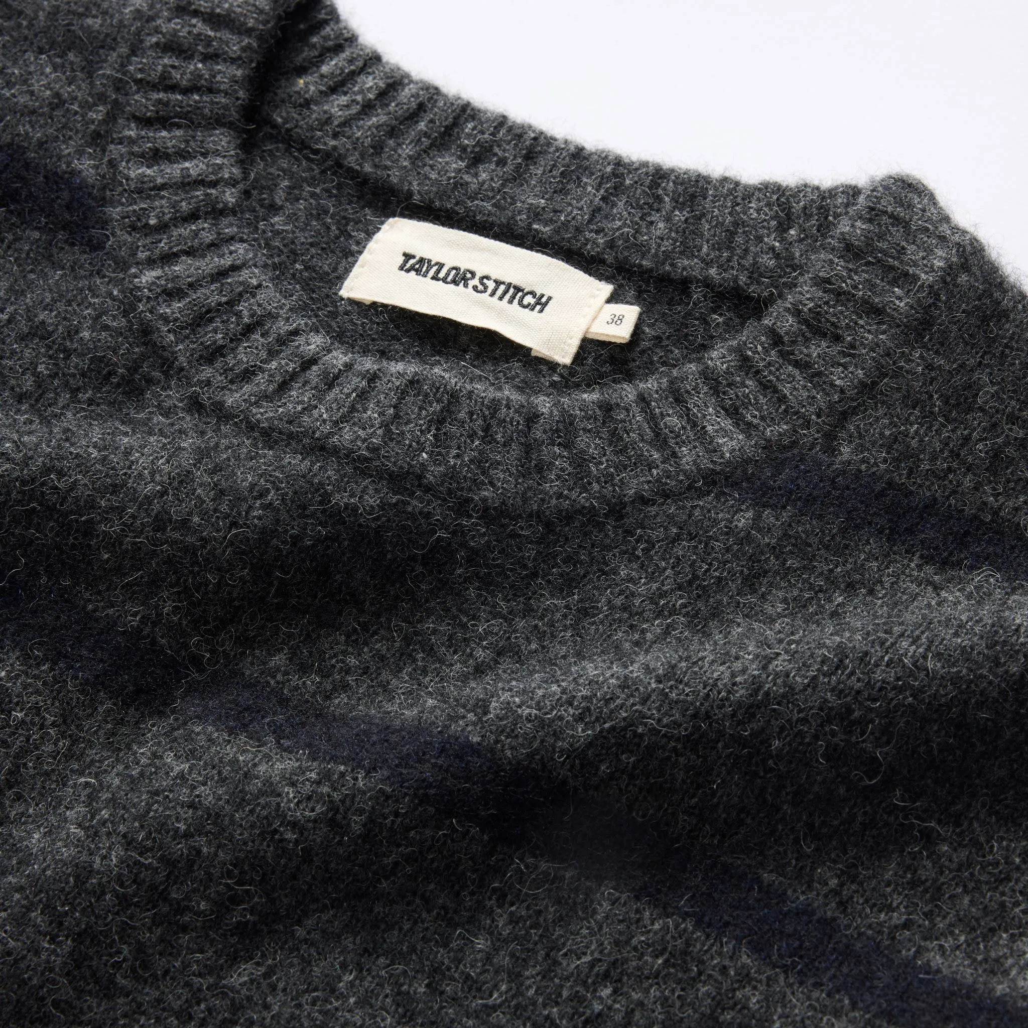 The Lodge Sweater in Charcoal Stripe