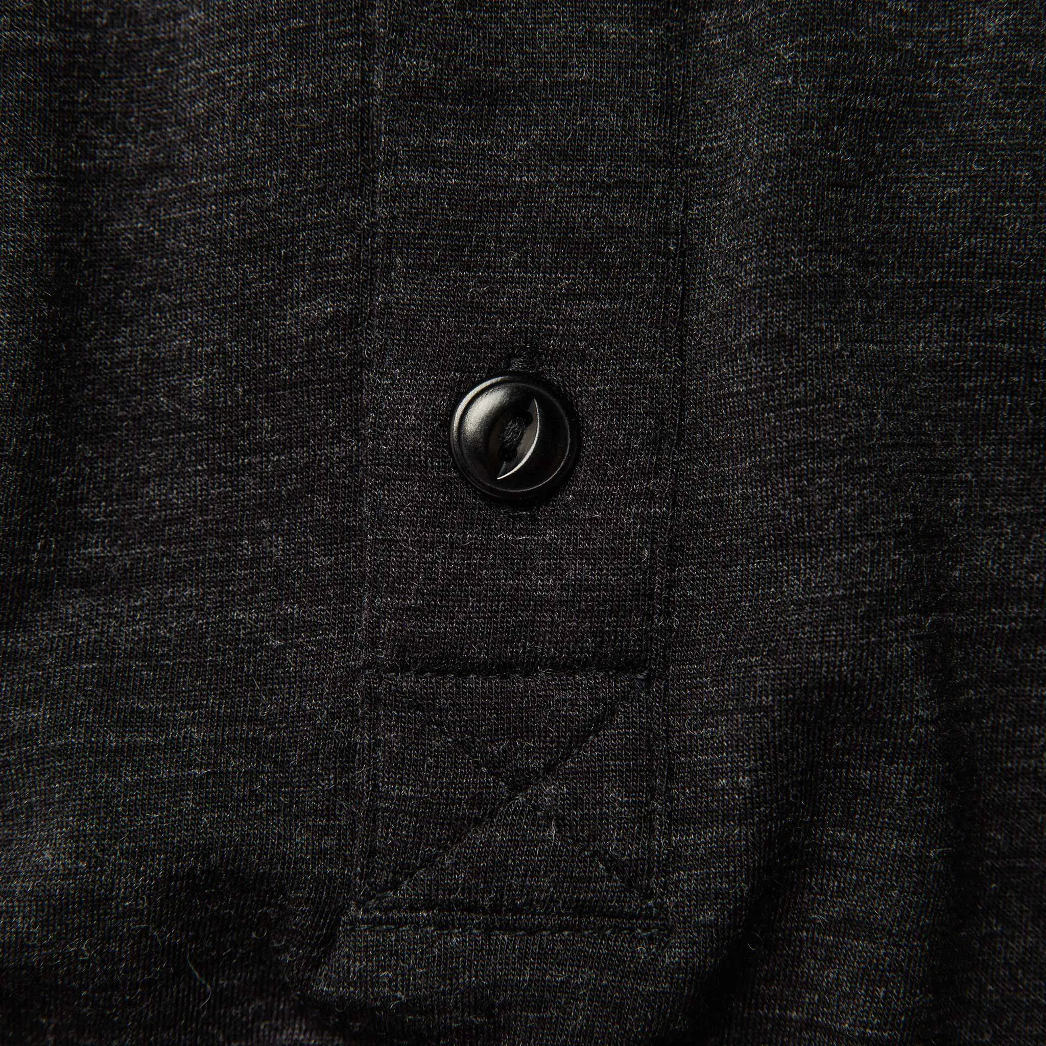 The Merino Henley in Heather Black