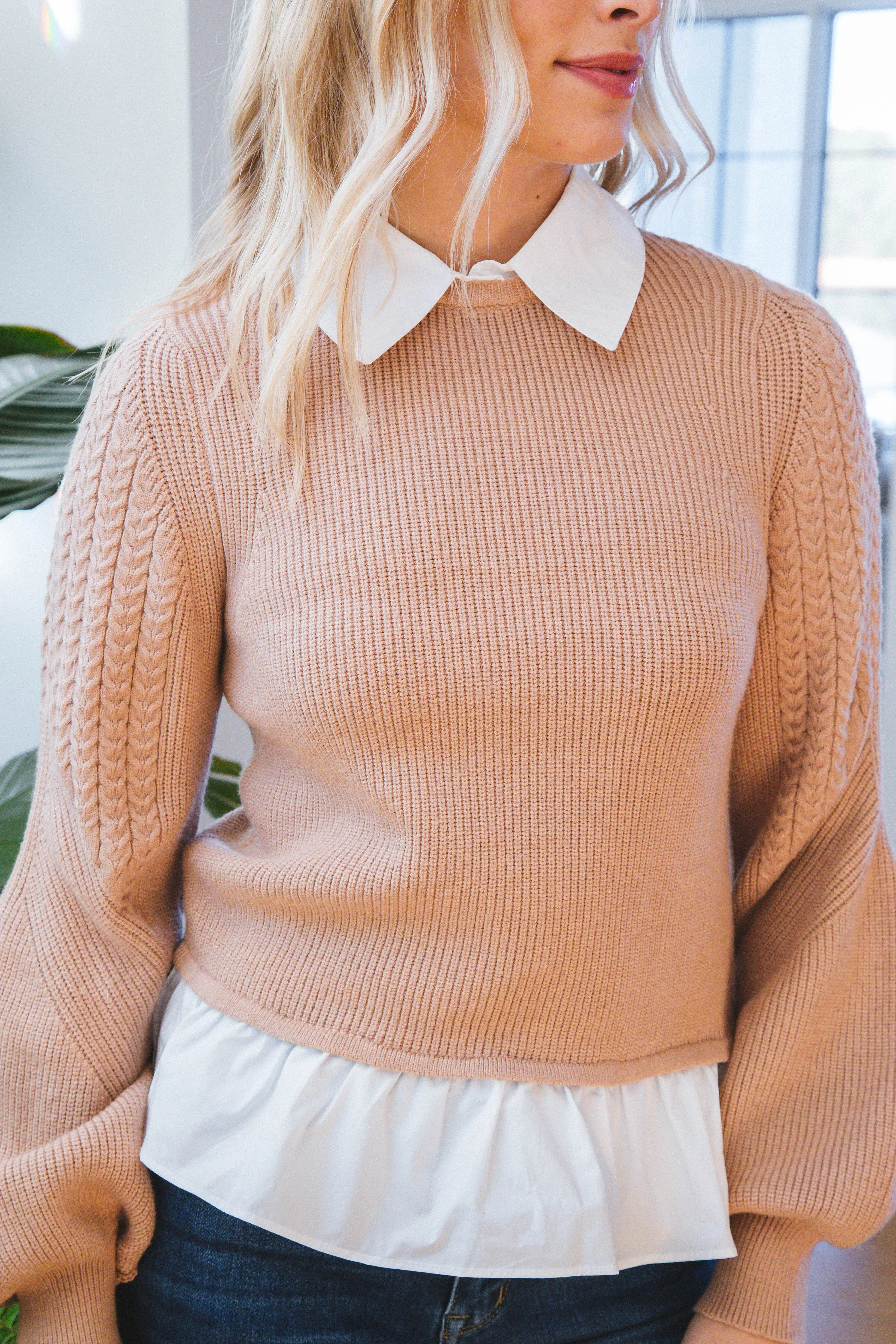 Wednesday Layered Look Sweater, Taupe | Sadie & Sage