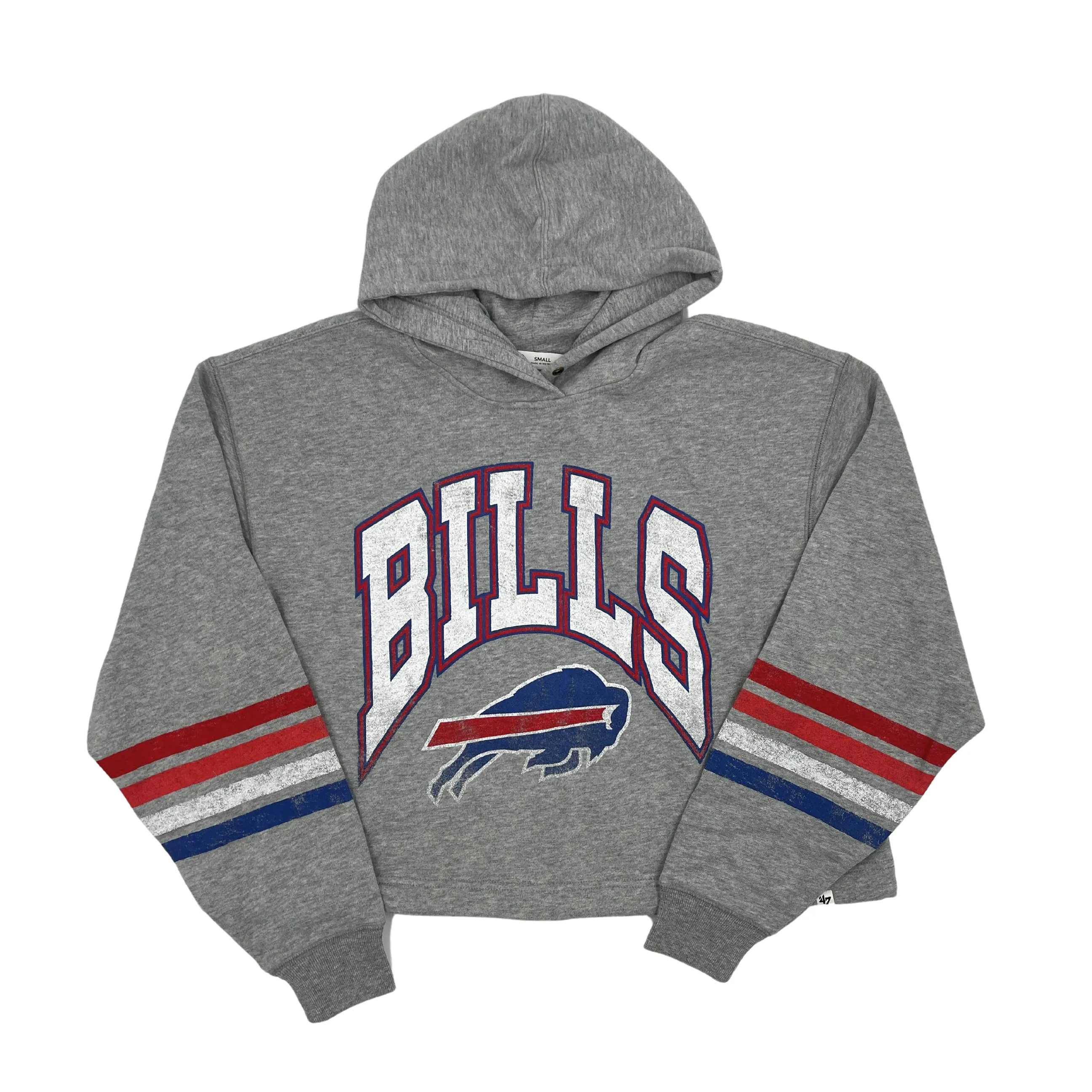 Women's '47 Brand Buffalo Bills Slate Gray Cropped Bennett Hoodie